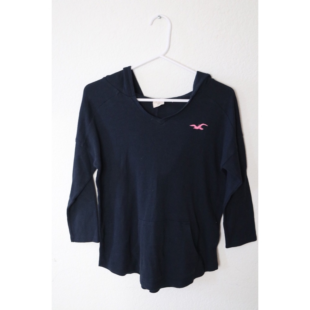 Hollister V-Neck Pullover Navy Hoodie